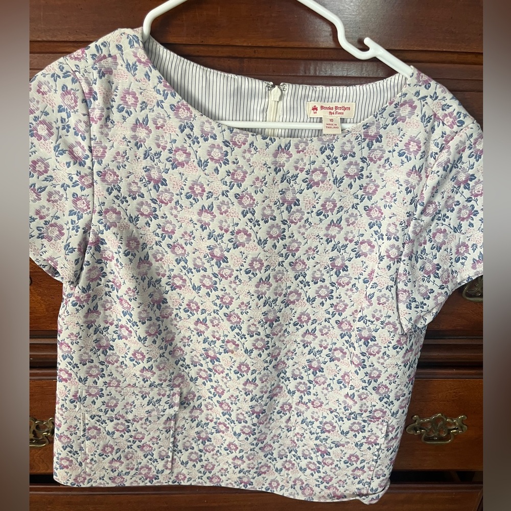 Blue Pink floral Brooks Brothers top